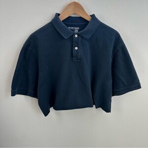 Old Navy Black short sleeve cropped button Polo